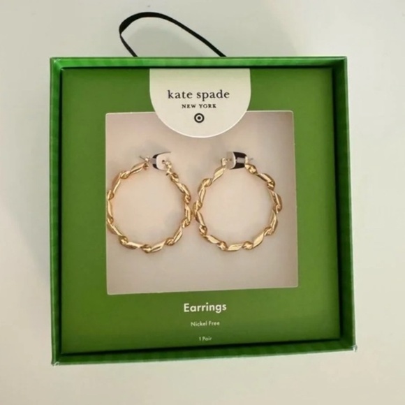 Metal Ribbon Hoop Earrings - kate spade new york x Target Gold new in box - Picture 2 of 7